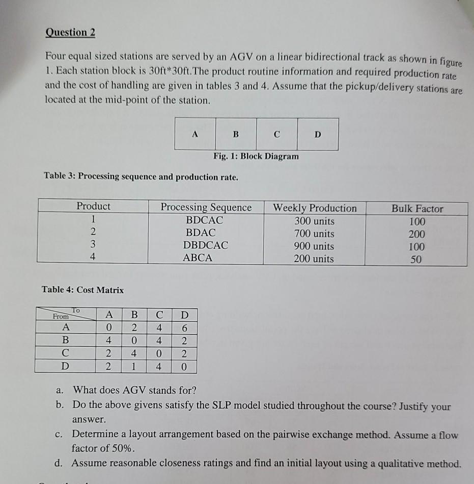 Question 2 Four equal sized stations are served