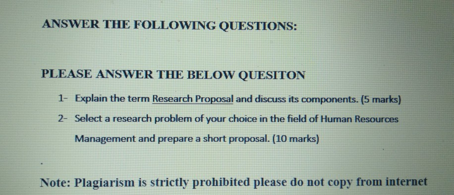 ANSWER THE FOLLOWING QUESTIONS: PLEASE ANSWER THE