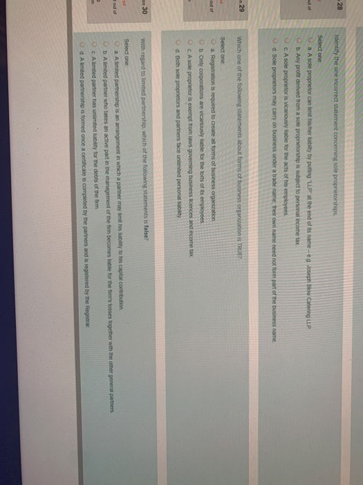 28 Identify the one incorrect statement