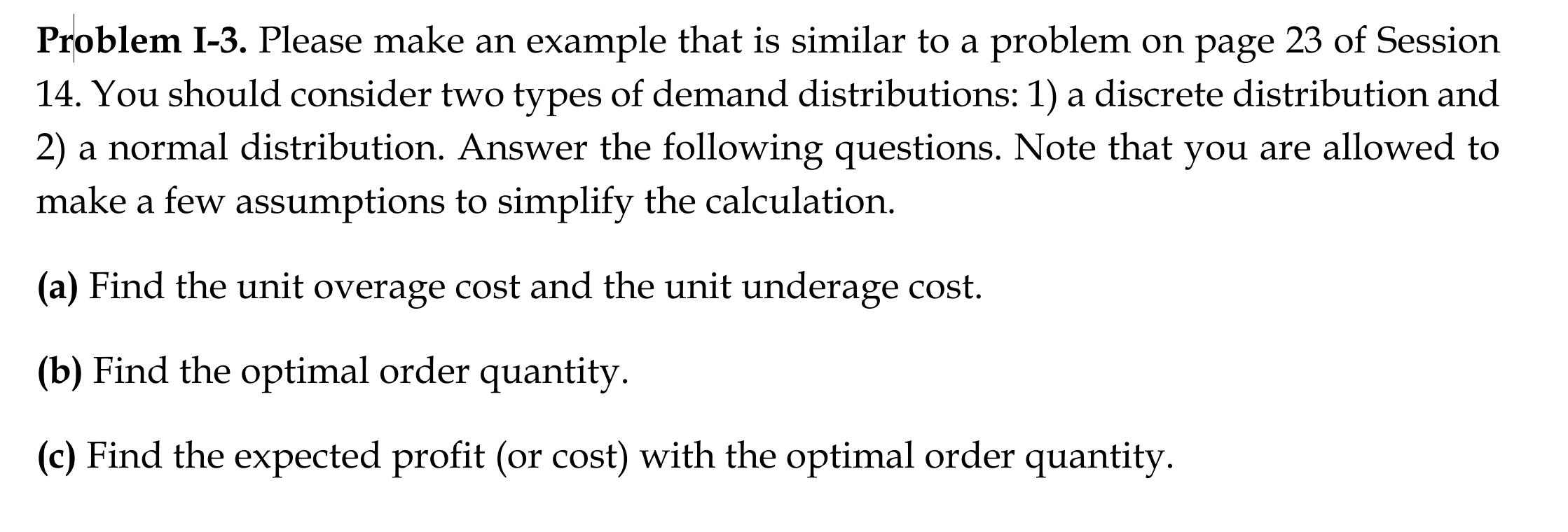 Problem I-3. Please make an example that is