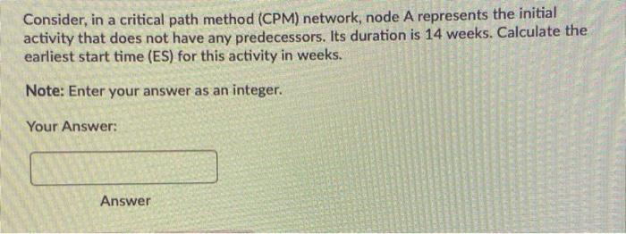 Consider, in a critical path method (CPM)
