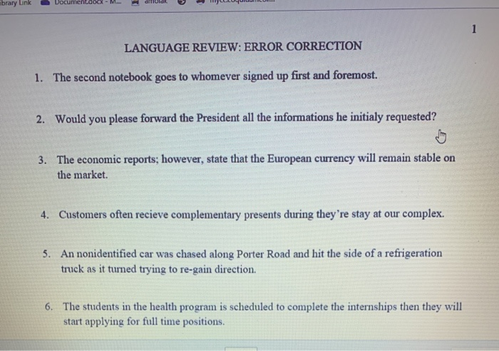 ibrary Link Documentdoo M. LANGUAGE REVIEW: ERROR