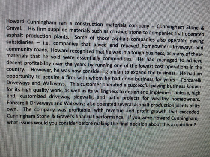 Howard Cunningham ran a construction materials