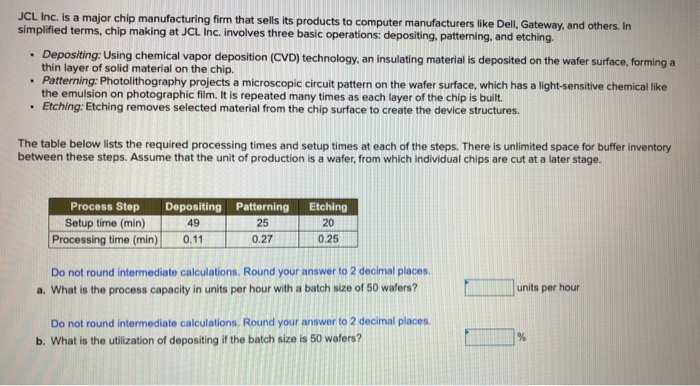 JCL Inc. is a major chip manufacturing firm that