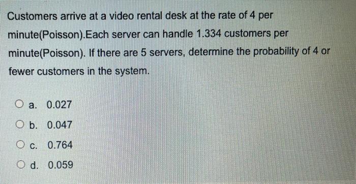 Customers arrive at a video rental desk at the