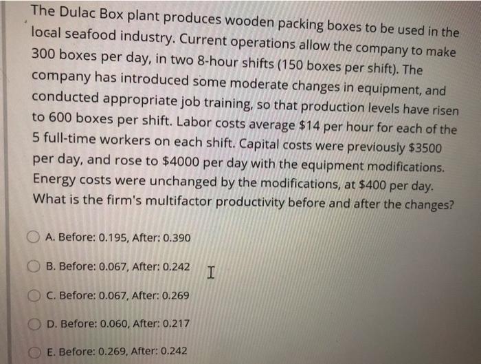 The Dulac Box plant produces wooden packing boxes