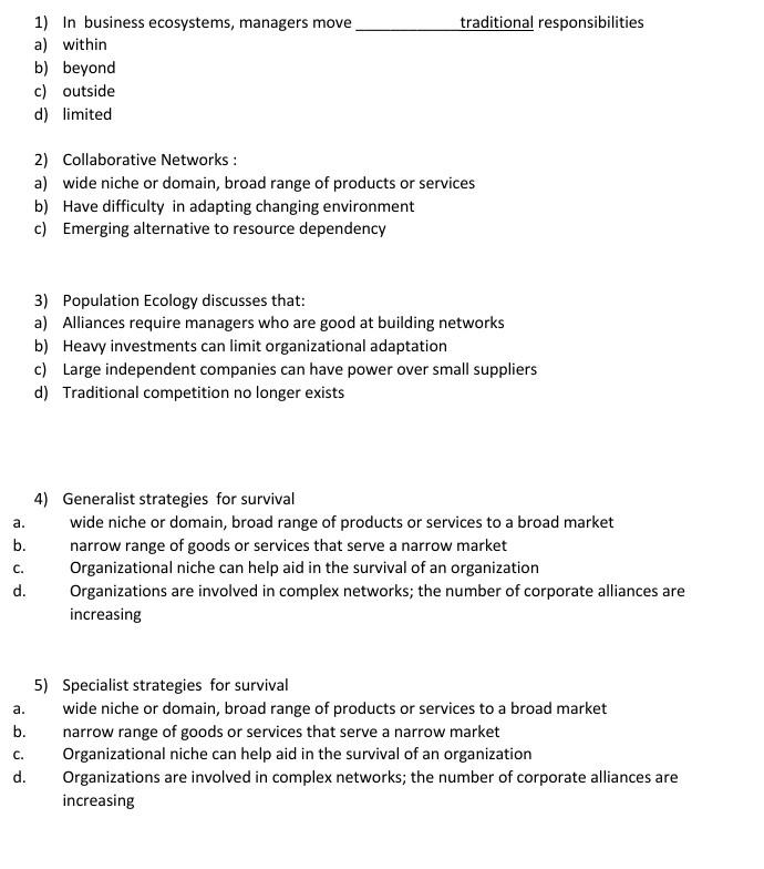 PLZ SOLVE ALL FIVE MCQS 1) In business