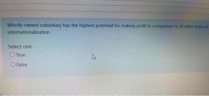 Wholly owned subsidiary has the highest potential