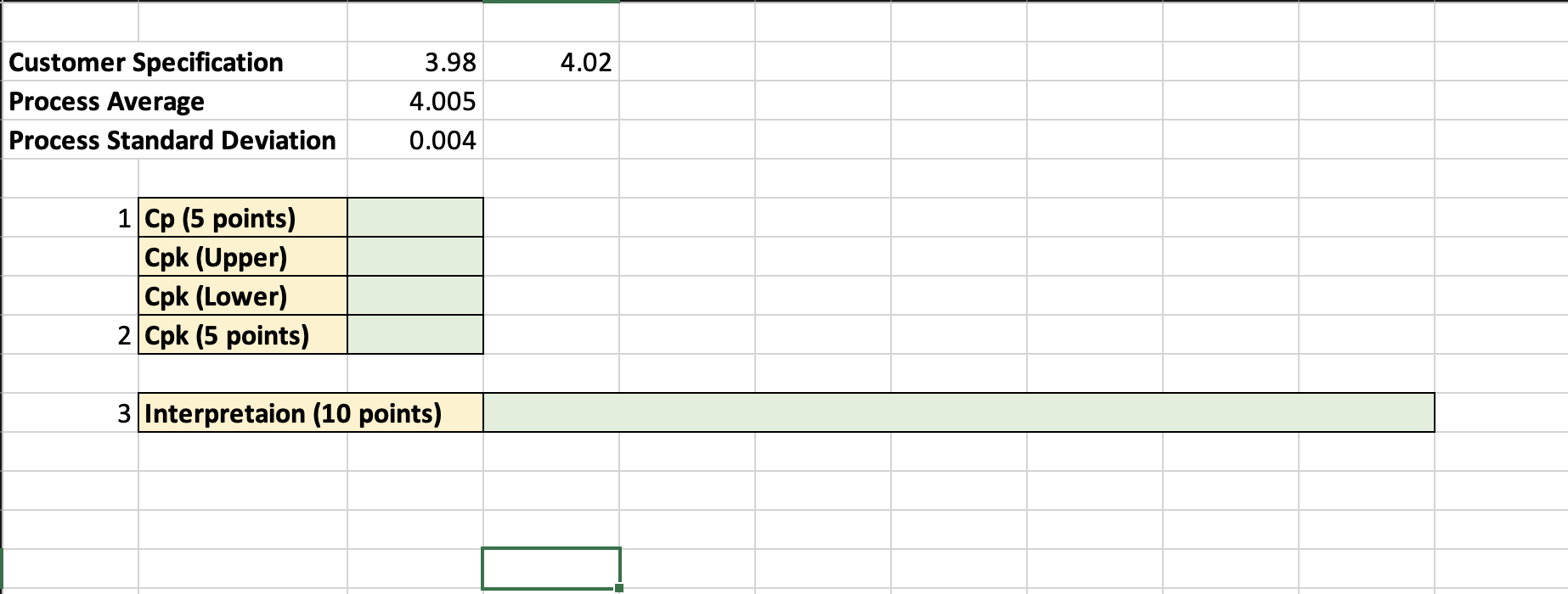 2. A customer's specification for weight of an