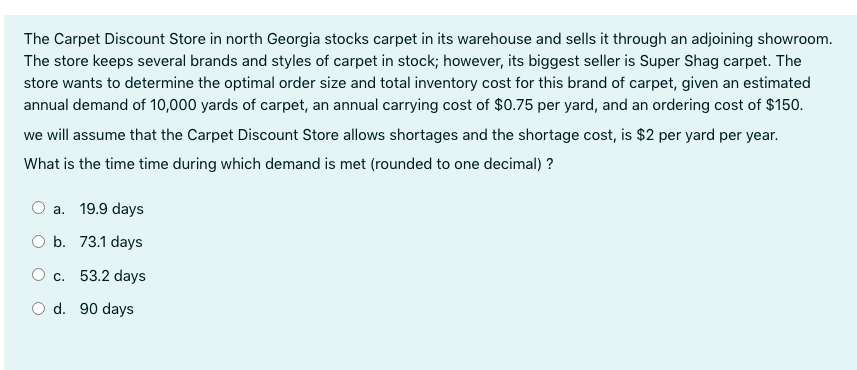 The Carpet Discount Store in north Georgia stocks