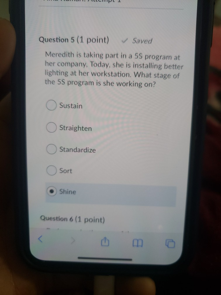 Question 5 (1 point) Saved Meredith is taking