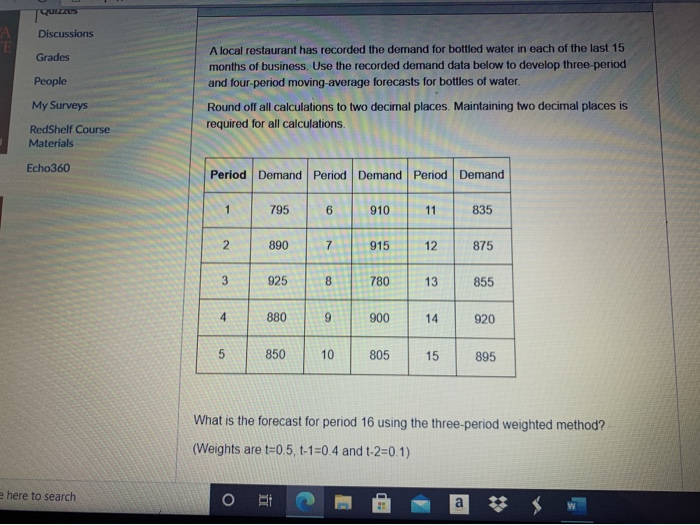 Quizzes Discussions . E Grades A local restaurant