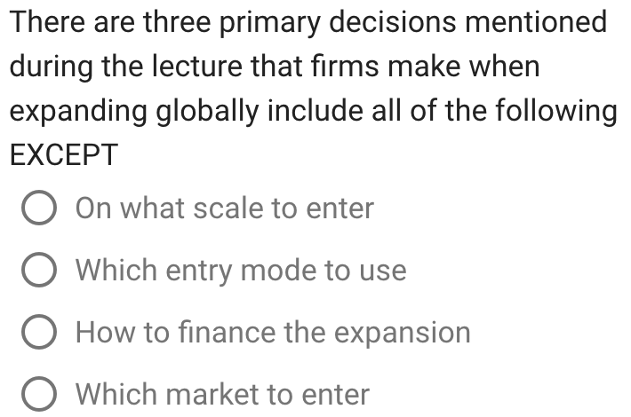There are three primary decisions mentioned
