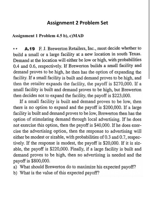 Assignment 2 Problem Set Assignment 1 Problem 4.5