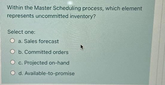 Within the Master Scheduling process, which