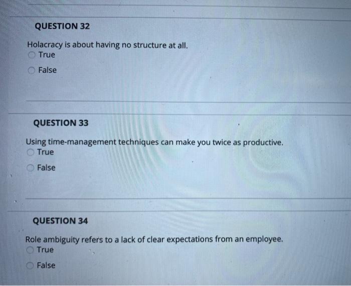QUESTION 32 Holacracy is about having no