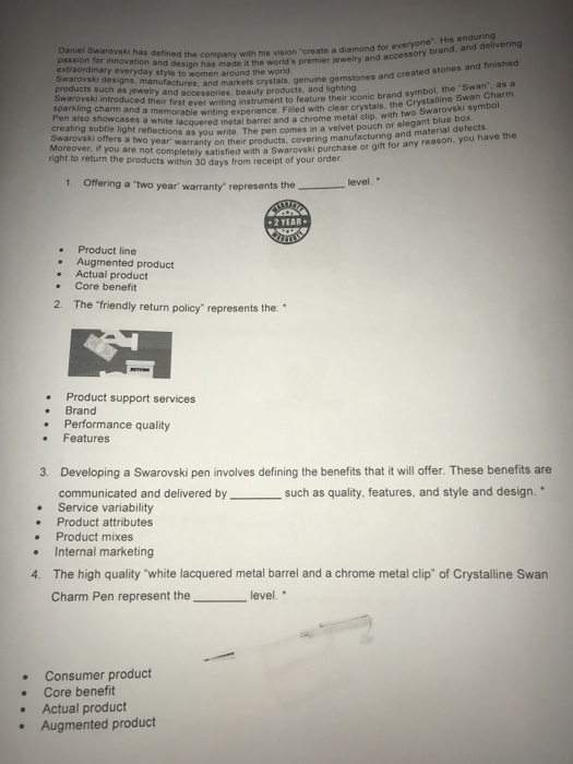 please answer all the questions Daniel Swarovski