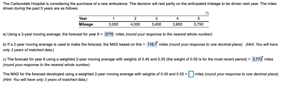 d) Using exponential smoothing with a = 0.40 and