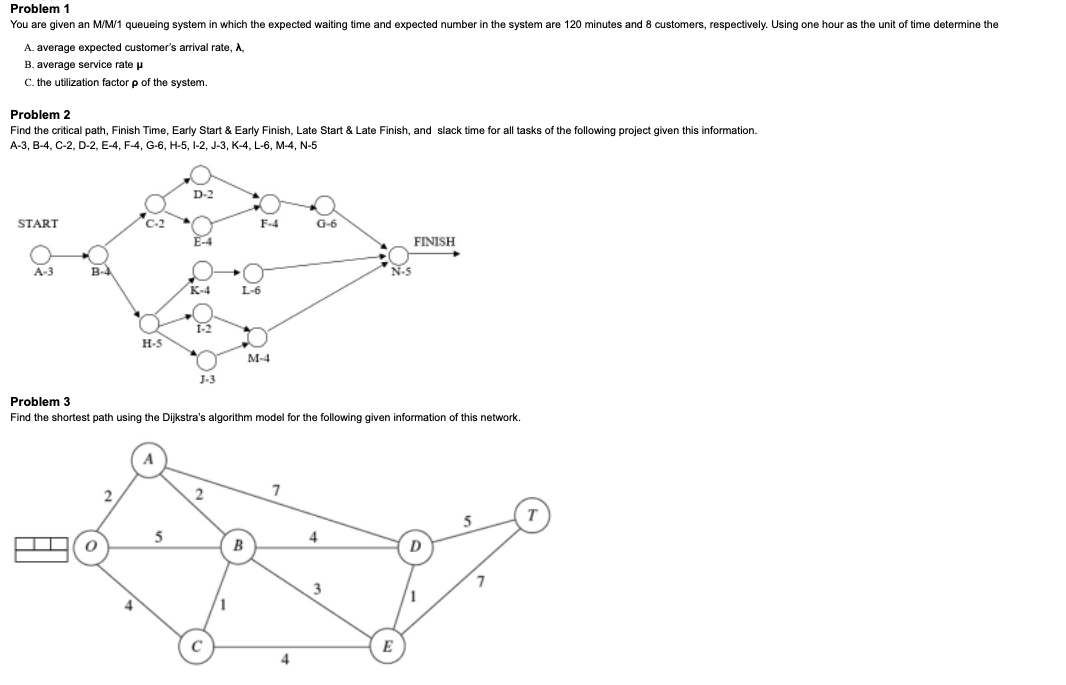Problem 1 You are given an M/M/1 queueing system