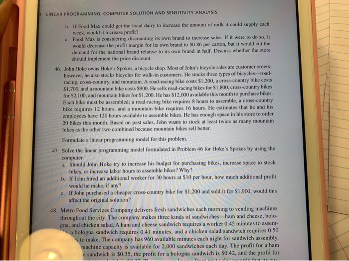 need help with #46 and #47 LINEAR PROGRAMMING:
