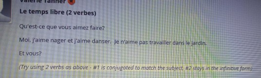 Form two sentences about what you like and