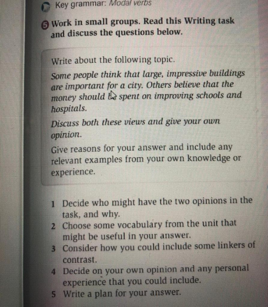 Key grammar: Modal verbs 5 Work in small groups.