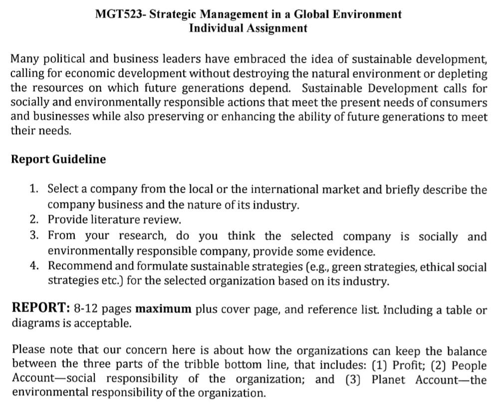 MGT523- Strategic Management in a Global