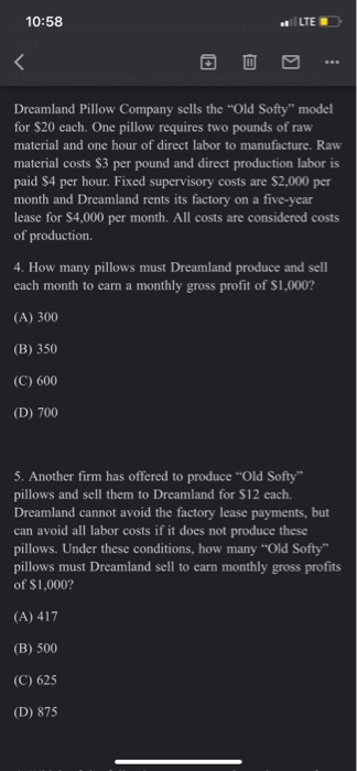 10:58 LTE V < e Dreamland Pillow Company sells
