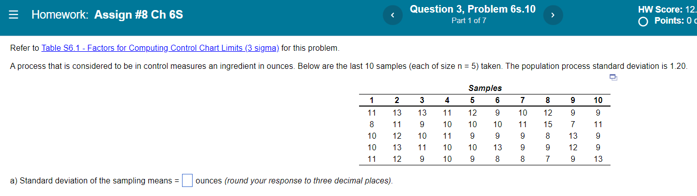 = Homework: Assign #8 Ch 6S Question 3, Problem