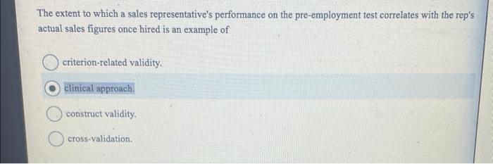 HR question The extent to which a sales