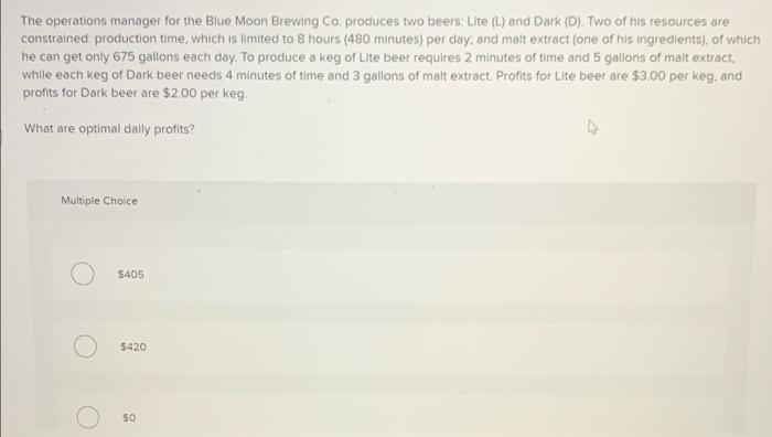 The operations manager for the Blue Moon Brewing