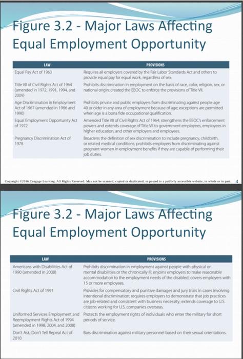 Select two major laws affecting equal employment