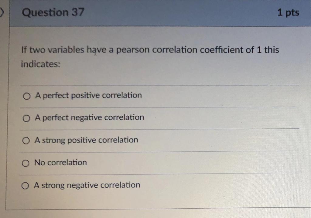 37 Question 37 1 pts If two variables have a