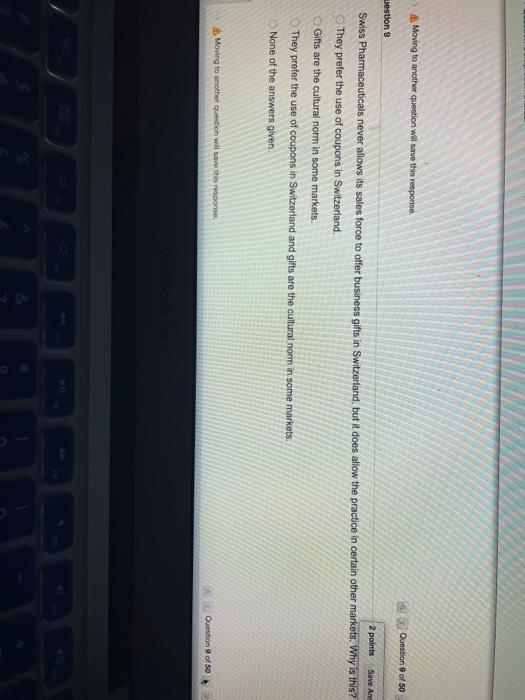 Moving to another question will save this