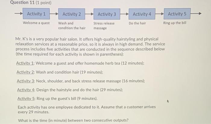 Question 11 (1 point) Activity 1 Welcome a quest