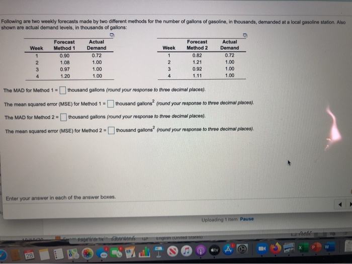 Following are two weekly forecasts made by two