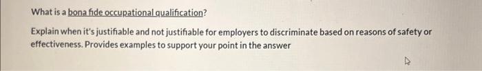 What is a bona fide occupational qualification?