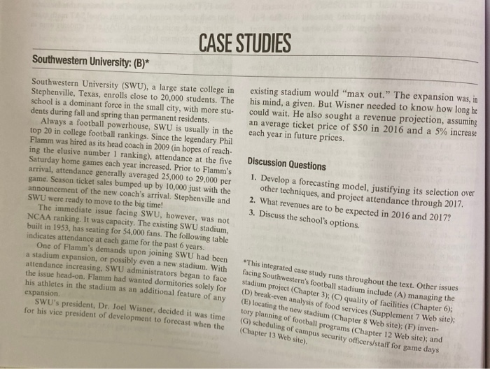 CASE STUDIES existing stadium would "max out."