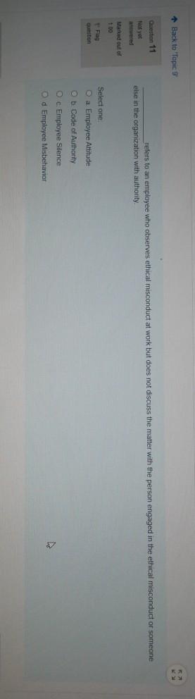 + Back to Topic 9 Question 11 Not yet refers to