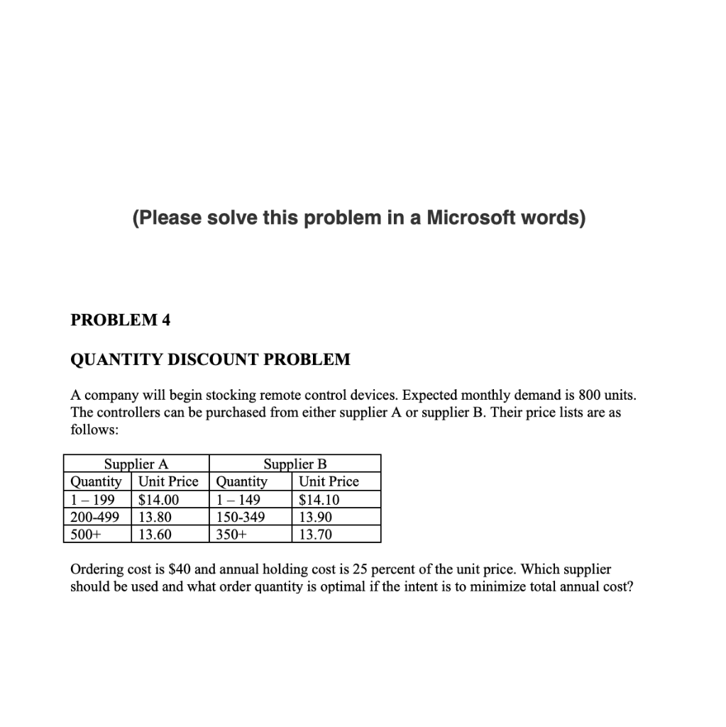 (Please solve this problem in a Microsoft words)