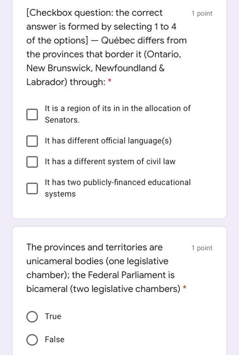 1 point [Checkbox question: the correct answer is