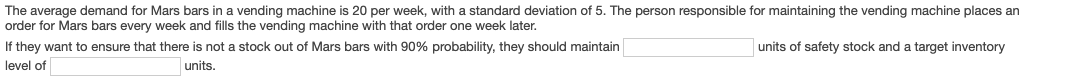 The average demand for Mars bars in a vending