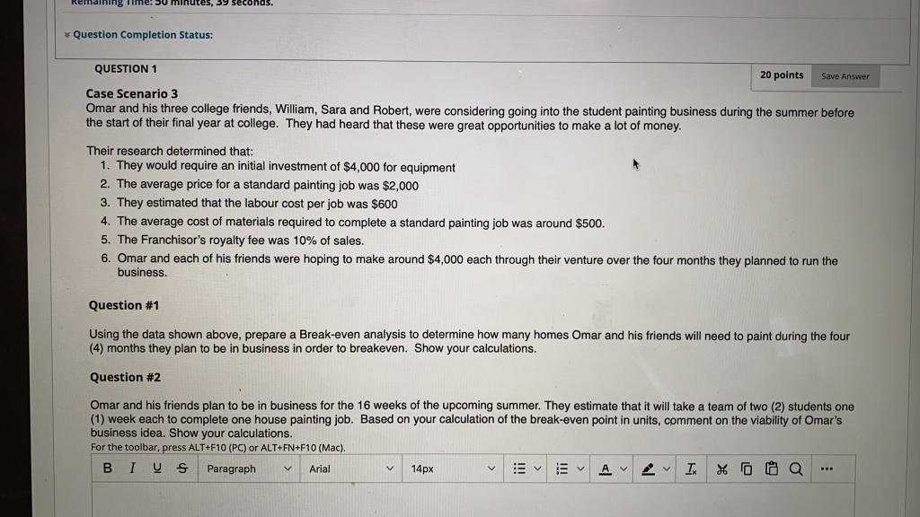 Remaining Time: Do minutes, seconds. Question