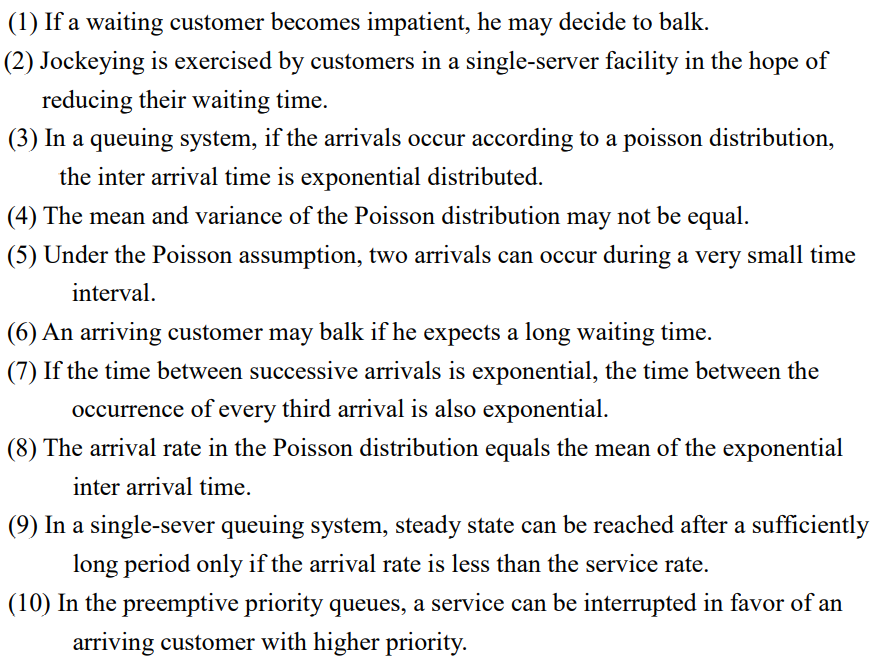 TRUE OR FALSE, I need reason for 1.2.5.7.9 (1) If