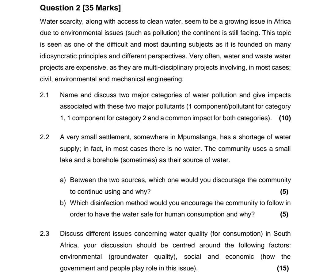 please write all the steps Water scarcity, along