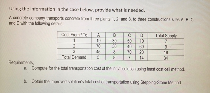 Using the information in the case below, provide