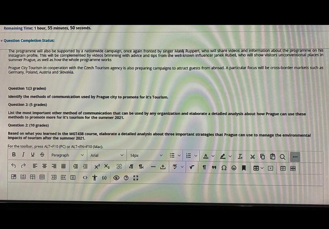 Remaining Time: 1 hour, 55 minutes, 50 seconds.