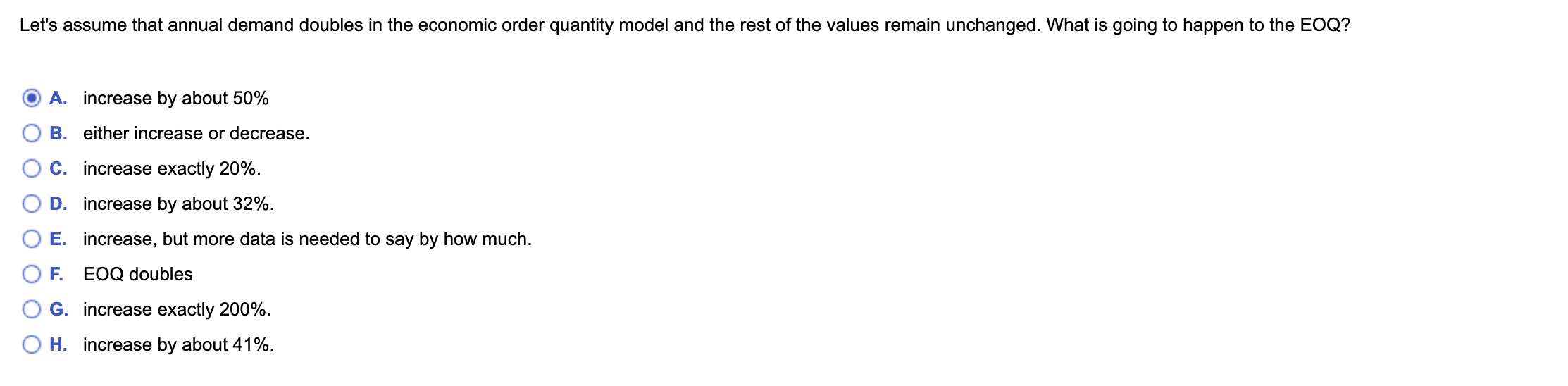 Let's assume that annual demand doubles in the