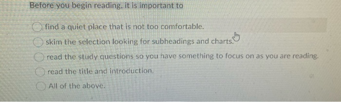 Before you begin reading, it is important to find