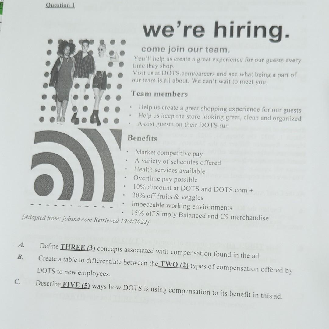 Question 1 we're hiring. come join our team.